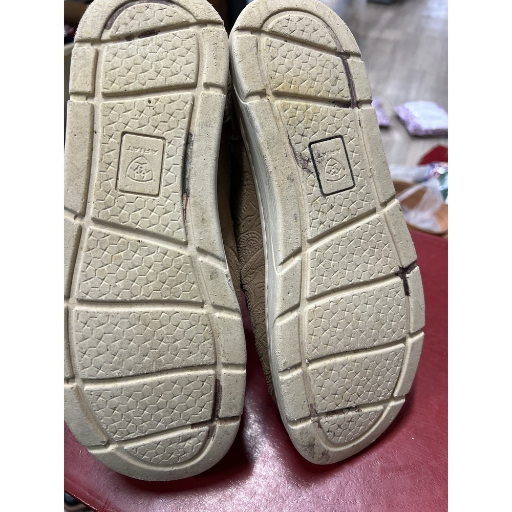 Ariat Shoes Womens 9 B Hilo Floral Embossed Moc Sneakers Brown Suede Casual - Picture 9 of 9